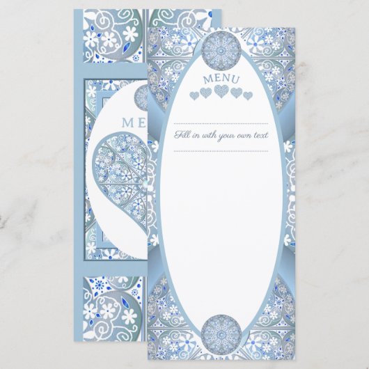 Keramische Kant Lichtblauw Menu (Voorkant / Achterkant)