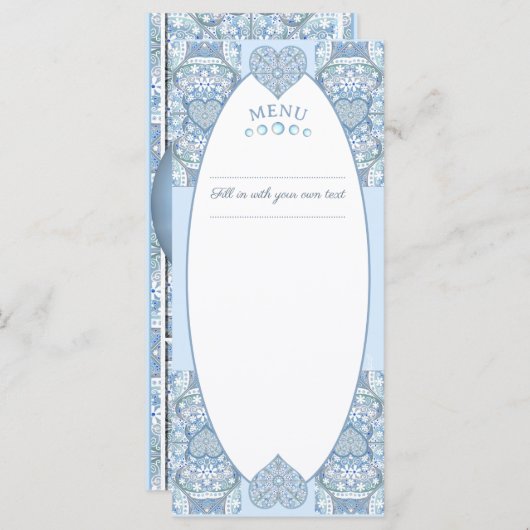 Keramische Kant Lichtblauw Menu (Voorkant / Achterkant)