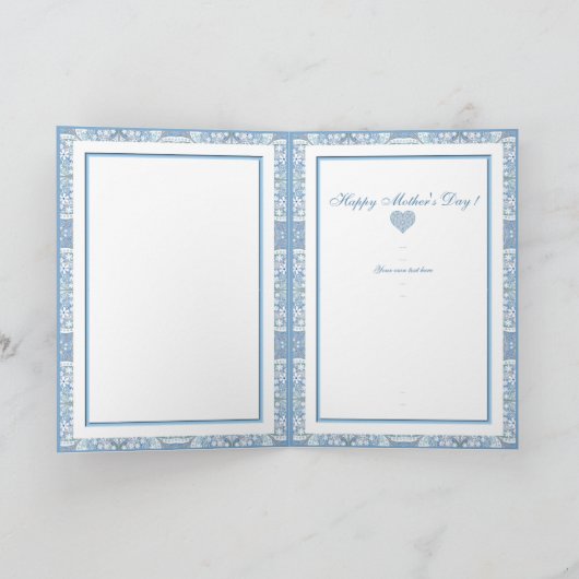 Keramische kant lichtblauw moederdag bedankkaart (Binnen)