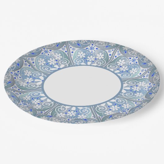Keramische Kant Lichtblauw Papieren Bordje (Gekanteld)