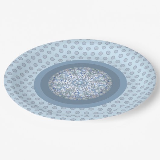 Keramische kant Lichtblauw Papieren Bordje (Gekanteld)