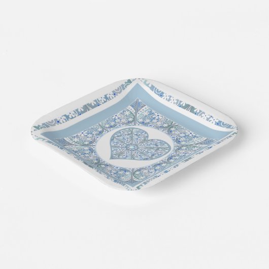 Keramische Kant Lichtblauw Papieren Bordje (Gebogen)