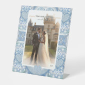 Keramische kant Lichtblauw Reclamebord Met Voetstuk (Voorkant)