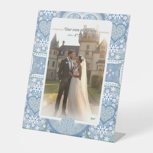 Keramische kant Lichtblauw Reclamebord Met Voetstuk (Voorkant)