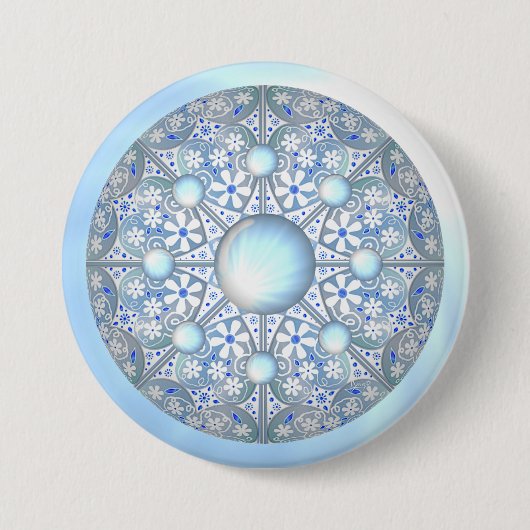 Keramische Kant lichtblauw Ronde Button 7,6 Cm (Voorkant)