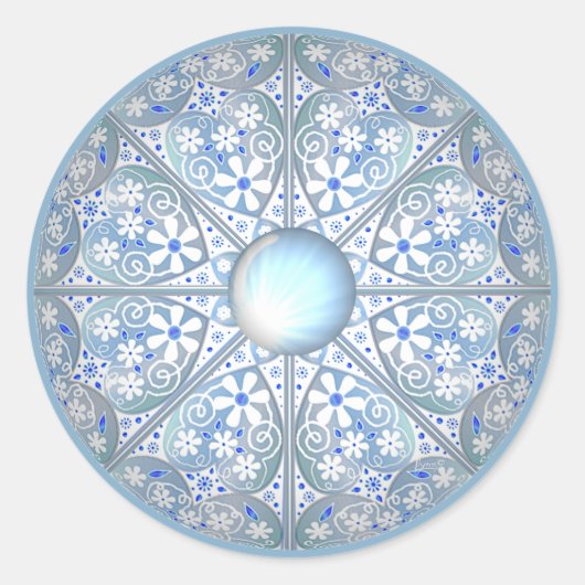 Keramische Kant Lichtblauw Ronde Sticker (Voorkant)