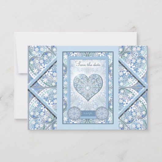 Keramische kant Lichtblauw RSVP Kaartje (Voorkant)