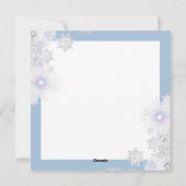 Keramische kant lichtblauw & sneeuwvlok feestdagenkaart (Achterkant)
