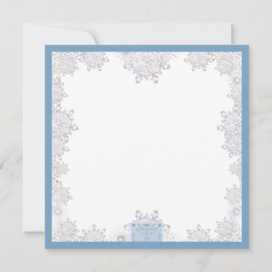 Keramische kant lichtblauw & sneeuwvlok kaart (Achterkant)
