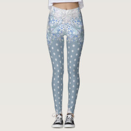 Keramische kant lichtblauw & sneeuwvlok leggings