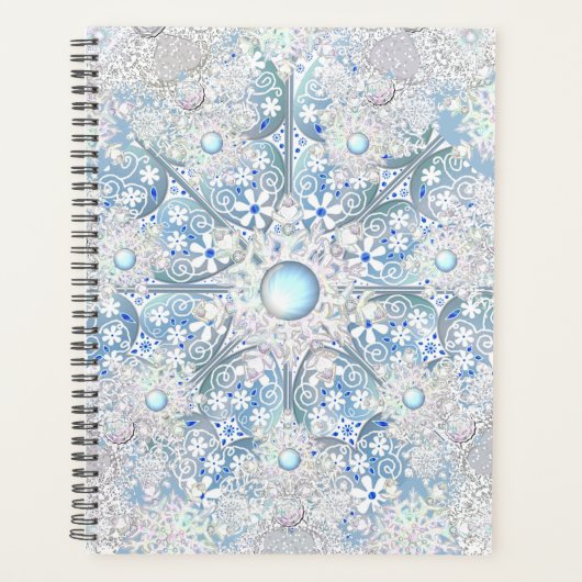Keramische kant lichtblauw & sneeuwvlok planner (Voorkant)