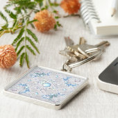 Keramische kant lichtblauw & sneeuwvlok sleutelhanger (Zijkant)