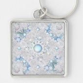 Keramische kant lichtblauw & sneeuwvlok sleutelhanger (Voorkant)