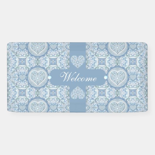 Keramische kant Lichtblauw Spandoek (Horizontaal)