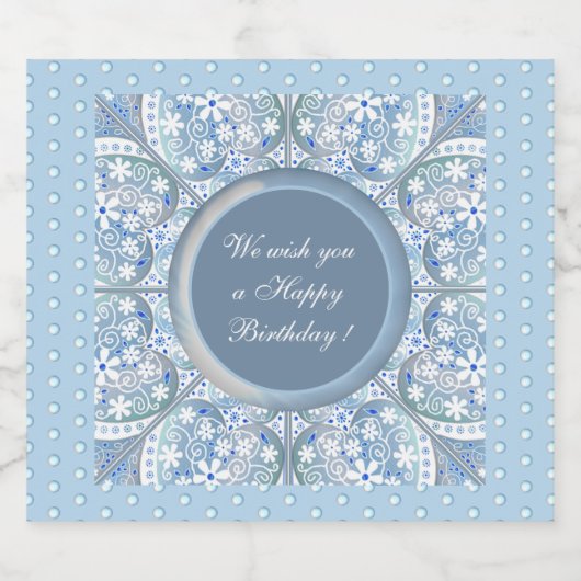 Keramische kant Lichtblauw Sparkling Wijnetiket (Enkel label)