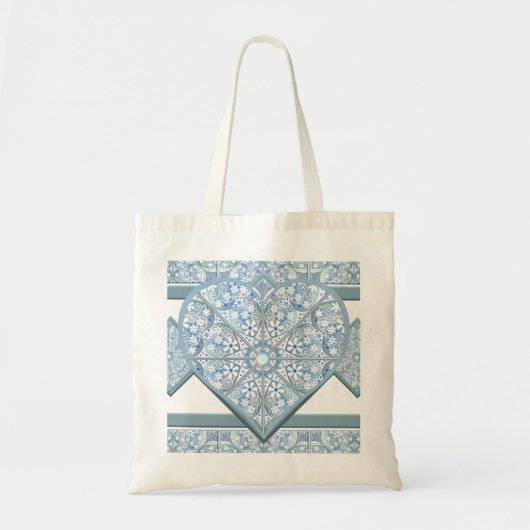 Keramische Kant Lichtblauw Tote Bag (Voorkant)