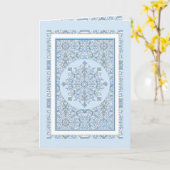 Keramische Kant Lichtblauwe verjaardag Kaart (Gele Bloem)