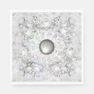 Keramische kant lichtgrijs & sneeuwvlok servet