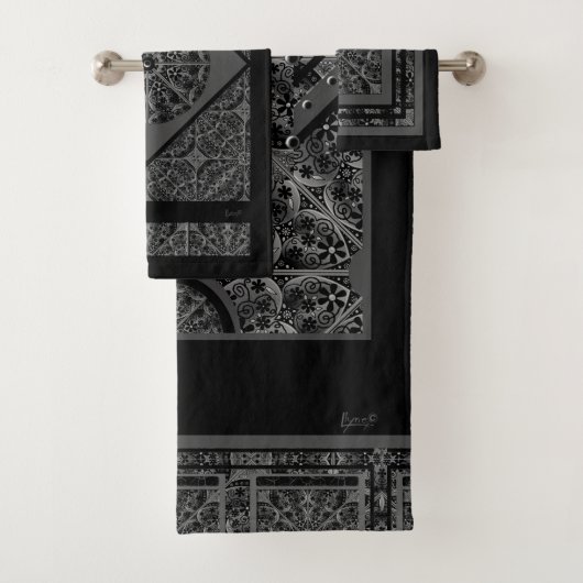 Keramische kant zwart bad handdoek (Insitu)