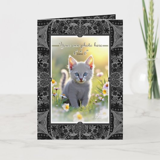 Keramische kant zwart bedankkaart (Voorkant)