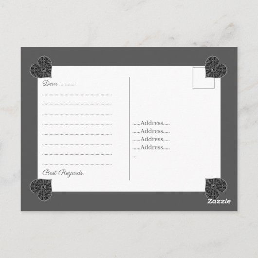 Keramische kant zwart briefkaart (Achterkant)