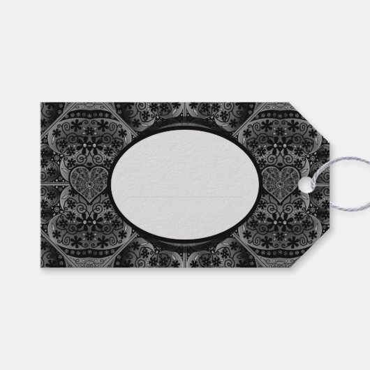 Keramische kant zwart cadeaulabel (Voorkant (Horizontaal))