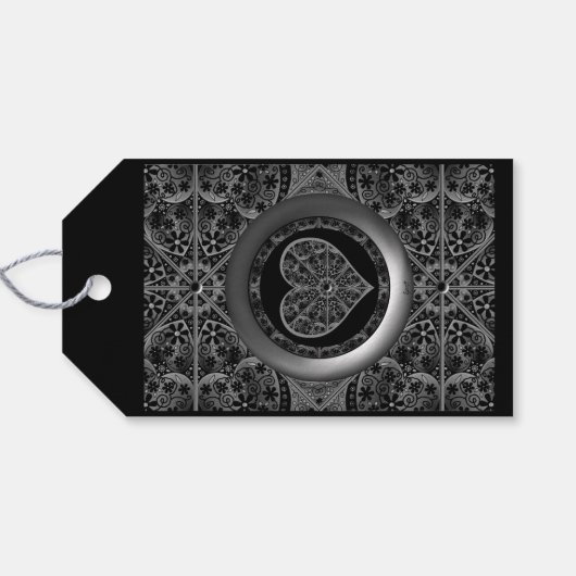 Keramische kant zwart cadeaulabel (Achterkant Horizontaal)