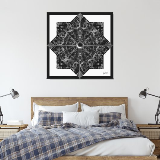 Keramische kant zwart canvas afdruk (Insitu (Slaapkamer))