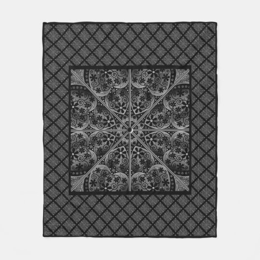 Keramische kant zwart fleece deken (Voorkant)