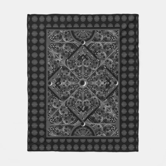 Keramische kant zwart fleece deken (Voorkant)