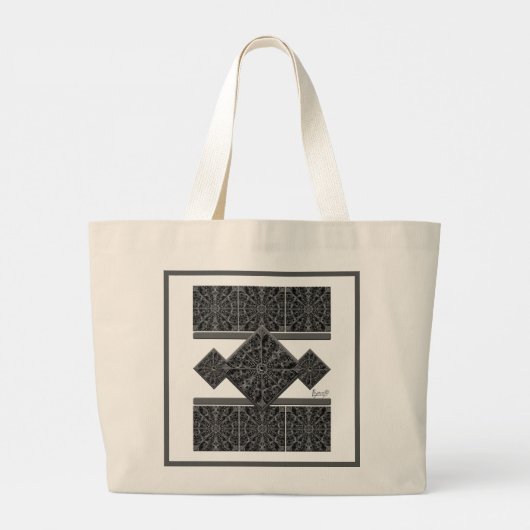 Keramische kant Zwart Grote Tote Bag (Achterkant)