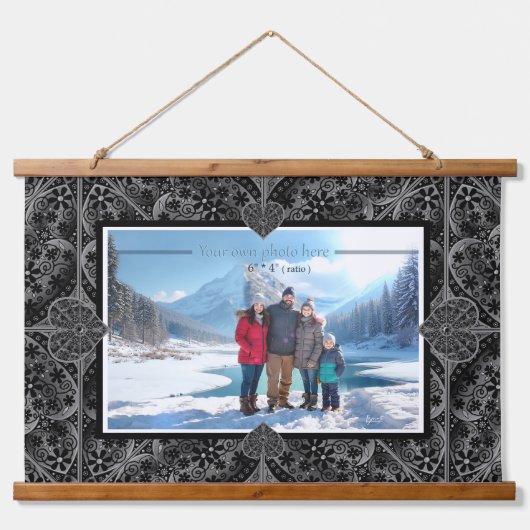 Keramische kant Zwart Hangend Wandkleed (Voorkant)