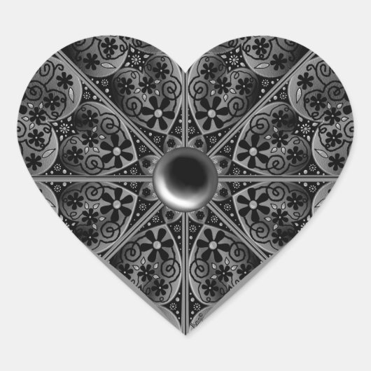 Keramische kant zwart hart sticker (Voorkant)