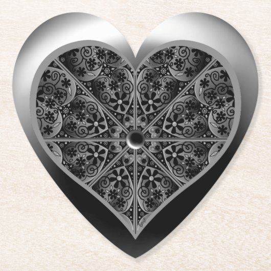 Keramische kant zwart kartonnen onderzetters (Voorkant)