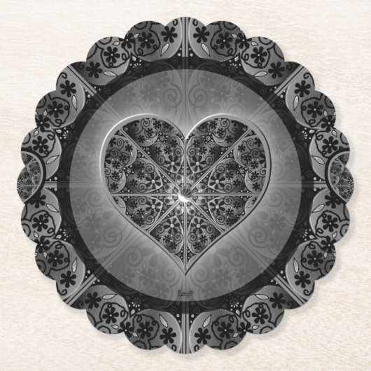 Keramische kant zwart kartonnen onderzetters (Voorkant)
