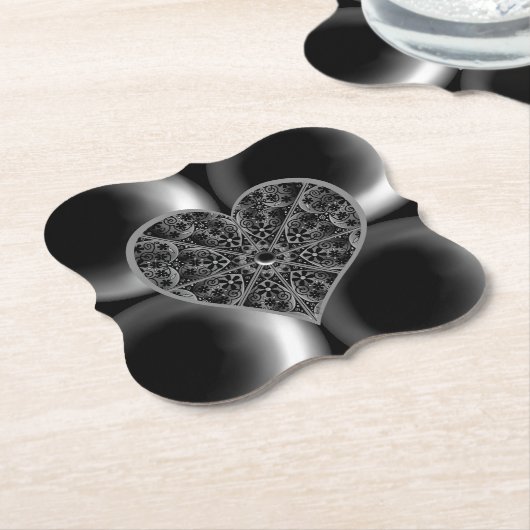 Keramische kant zwart kartonnen onderzetters (Gekanteld)