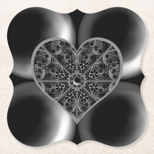 Keramische kant zwart kartonnen onderzetters (Voorkant)