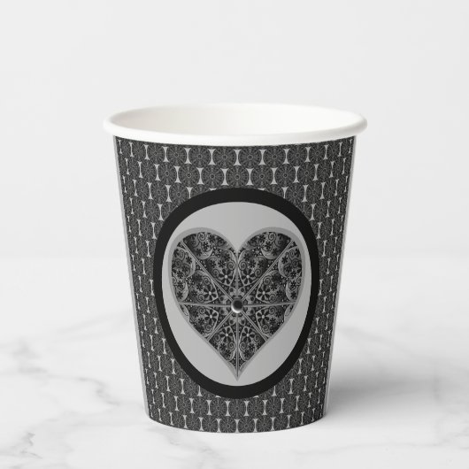 Keramische kant zwart papieren bekers (Achterkant)