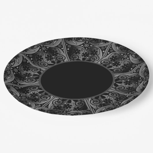 Keramische kant zwart papieren bordje (Gekanteld)