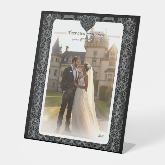 Keramische kant Zwart Reclamebord Met Voetstuk (Voorkant)