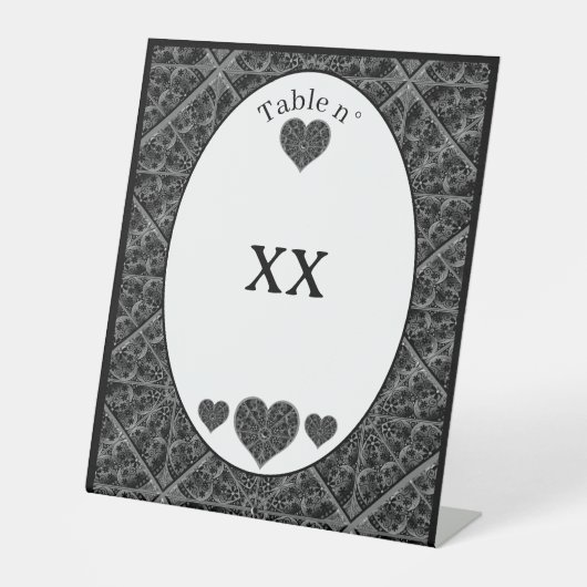 Keramische kant zwart reclamebord met voetstuk (Voorkant)