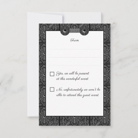 Keramische kant Zwart RSVP Kaartje (Achterkant)