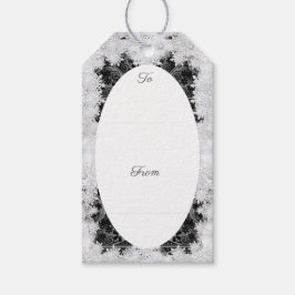 Keramische kant zwart & sneeuwvlok cadeaulabel