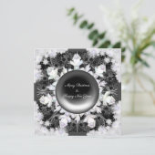 Keramische kant zwart & sneeuwvlok feestdagenkaart (Staand voorkant)