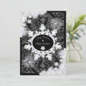 Keramische kant Zwart & sneeuwvlok Kaart (Staand voorkant)