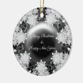 Keramische kant zwart & sneeuwvlok keramisch ornament (Links)