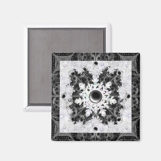 Keramische kant zwart & sneeuwvlok magneet (Voorkant / Achterkant)