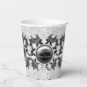 Keramische kant zwart & sneeuwvlok papieren bekers (Achterkant)