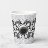 Keramische kant zwart & sneeuwvlok papieren bekers (Voorkant)