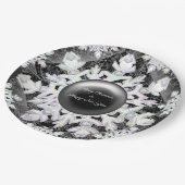 Keramische kant zwart & sneeuwvlok papieren bordje (Gekanteld)